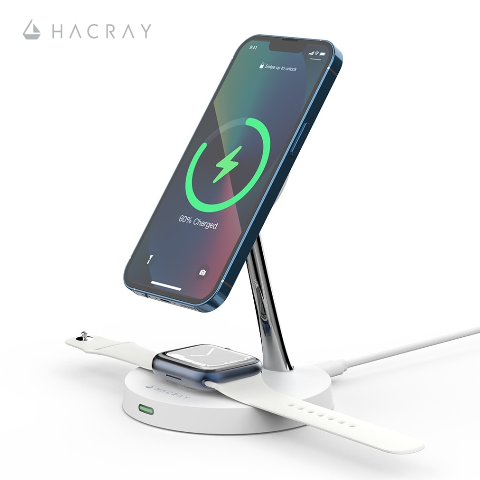【訳あり アウトレット】 HACRAY 4in1 マグネット式 マルチチャージャー スタンド Apple WatchｘiPhoneｘAirPodsｘAndroid 置くだけOK