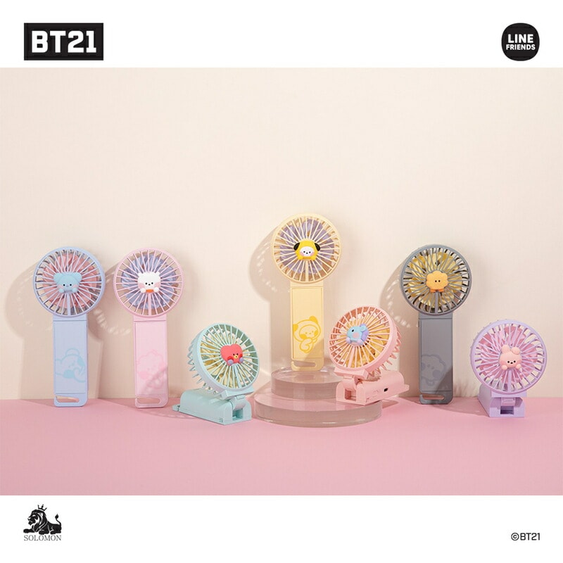 【訳あり アウトレット】 bt21 公式 グッズ ハンズフリー 扇風機 BT21 minini デュアルブレードハンディファン 公式ライセンス品 