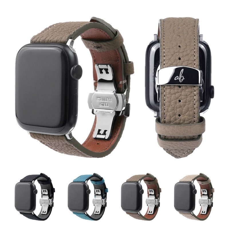 アップルウォッチ 本革 交換ベルト シュランケンカーフバンド 日本製 for Apple Watch 49mm, 46/45/44/42/41/40/38mm