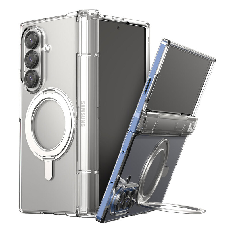 [Galaxy Z Fold7 用] MagSafe対応 Nukin 360 S リングスタンド付き フルカバー クリアケース