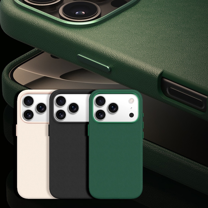 [ iPhone 17 / 17 Pro 用] 薄型フェイクレザーMagSafe対応ケース [ カメラホール＆ボタン メタル採用 ] スマホケース アイホンカバー