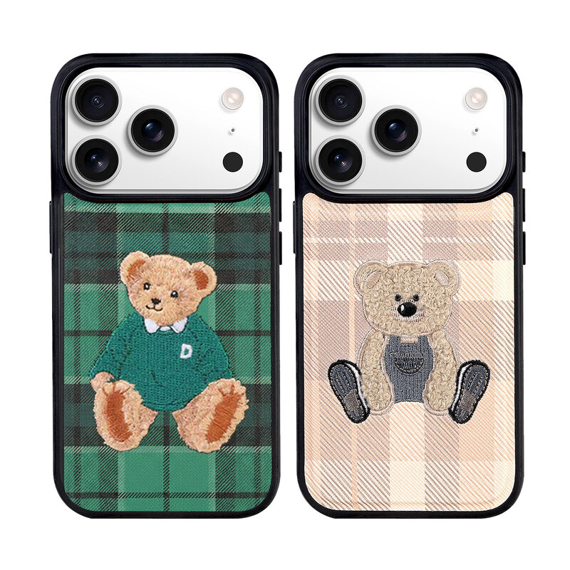 [ iPhone 17 / 17 Pro 用] テディベア 刺&#32353; MagSafe対応ケース [ 着脱簡単 ハイブリッド ] スマホケース アイホンカバー|Design Skin|ブランド