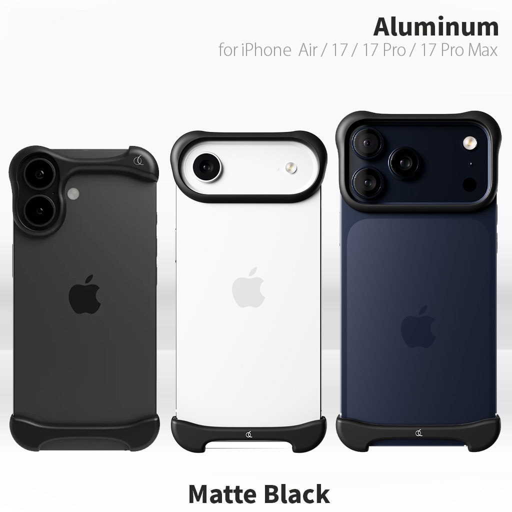 [ iPhone Air / 17 / 17 Pro / 17 Pro Max 用] アルミ・マットブラック バンパー ケース | アークパルス