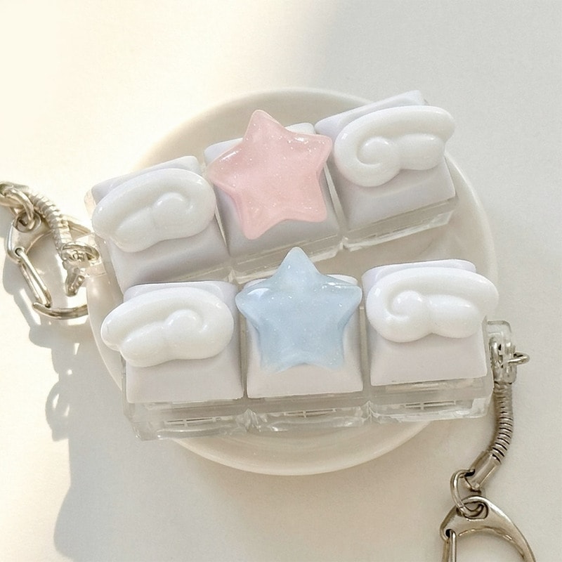 光るキーボードチャーム 3Dエンジェルウィング  ストレス解消 フィジェット 