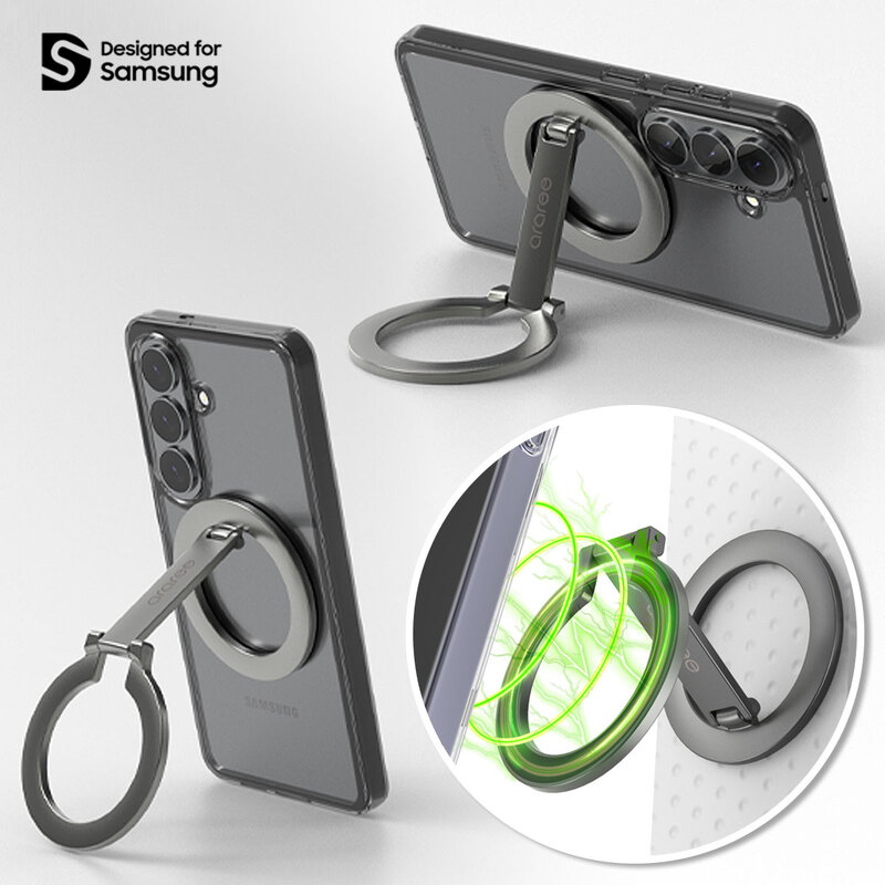 A-RING DUAL ガンメタル [MagSafe対応 スマホリング スタンド] for iPhoneシリーズ グリップｘスタンドｘマウント