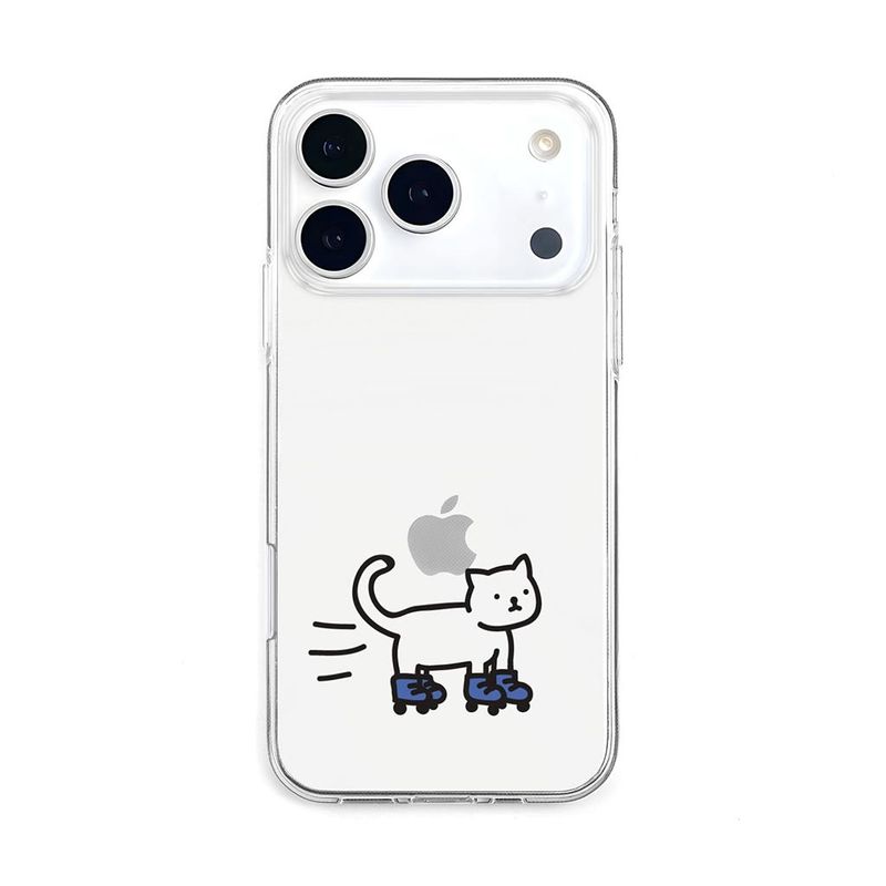 [ iPhone 18 Pro 用] ソフトクリアケース ゴーゴーキャット 透明 密着痕防止 防塵 カバー＜予約受付中＞