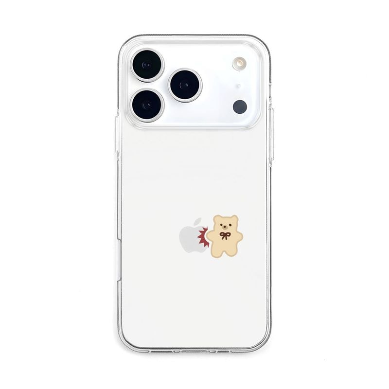 [ iPhone 18 Pro 用] ソフトクリアケース テディパンチ 透明 密着痕防止 防塵 カバー＜予約受付中＞