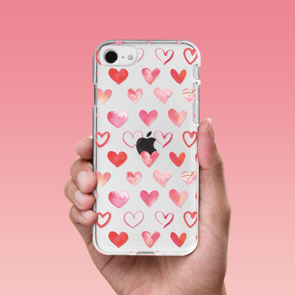 iPhone SE (第3世代 / 2022年) ケース カバー ソフト クリア バックカバー Dparks ハートパターン 【 iPhone SE (第2世代)、iPhone 8 / 7 】 背面カバー型 アイフォンケース