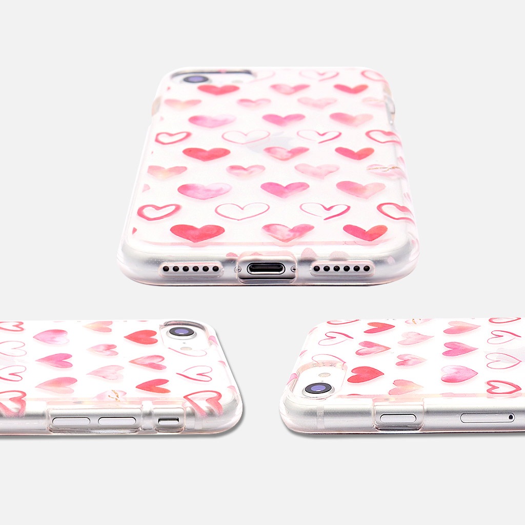 iPhone SE (第3世代 / 2022年) ケース カバー ソフト クリア バックカバー Dparks ハートパターン 【 iPhone SE (第2世代)、iPhone 8 / 7 】 背面カバー型 アイフォンケース