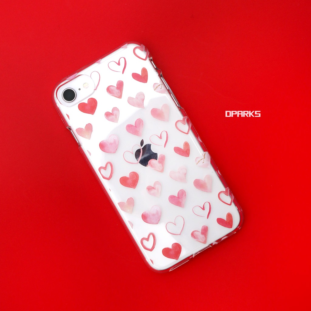 iPhone SE (第3世代 / 2022年) ケース カバー ソフト クリア バックカバー Dparks ハートパターン 【 iPhone SE (第2世代)、iPhone 8 / 7 】 背面カバー型 アイフォンケース