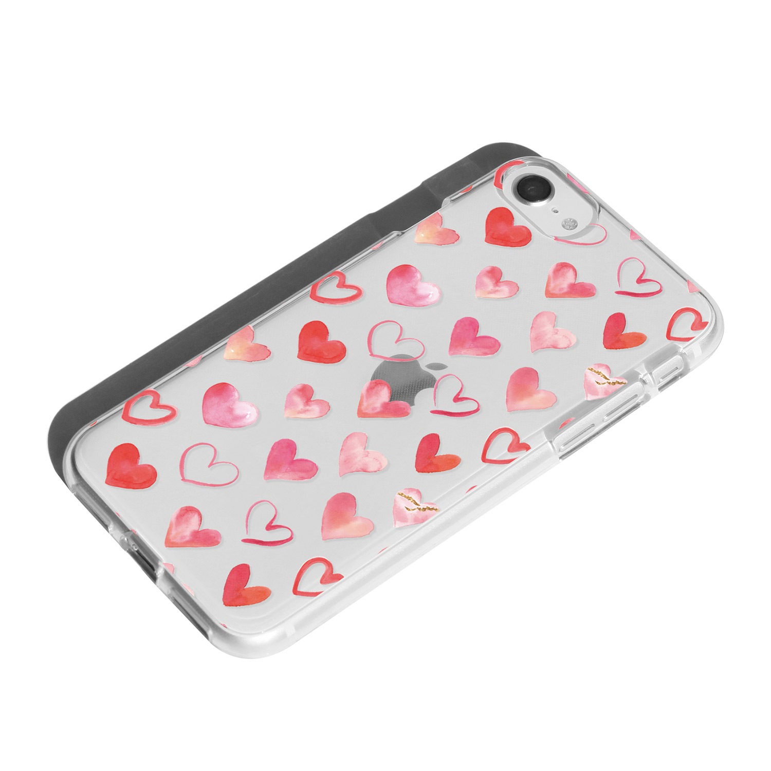 iPhone SE (第3世代 / 2022年) ケース カバー ソフト クリア バックカバー Dparks ハートパターン 【 iPhone SE (第2世代)、iPhone 8 / 7 】 背面カバー型 アイフォンケース