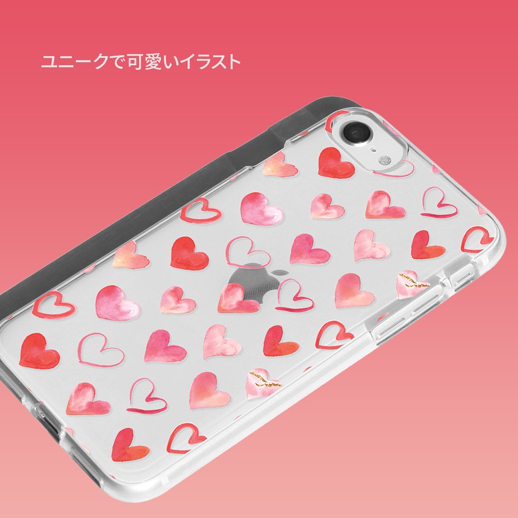 iPhone SE (第3世代 / 2022年) ケース カバー ソフト クリア バックカバー Dparks ハートパターン 【 iPhone SE (第2世代)、iPhone 8 / 7 】 背面カバー型 アイフォンケース