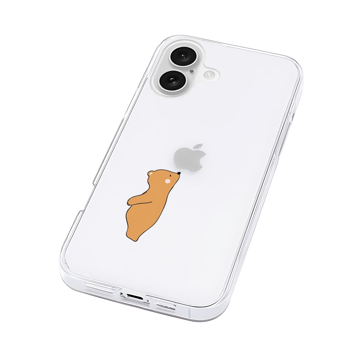 [ iPhone 17 / 17 Pro 用] ソフト クリアケース リンゴの香りを堪能 ベア 透明カバー for iPhone 16 / 16 Pro
