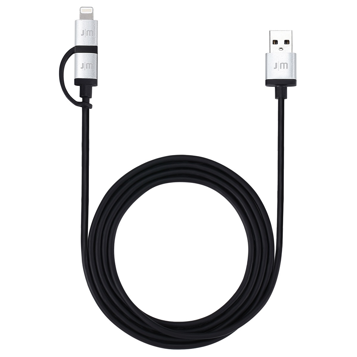 MFi認証 ライトニング＆micro-USB 変換ケーブル Just Mobile AluCable Duo（ジャストモバイル アルケーブルデュオ）1.5M 2in1タイプ アルミ製 充電 データ転送対応