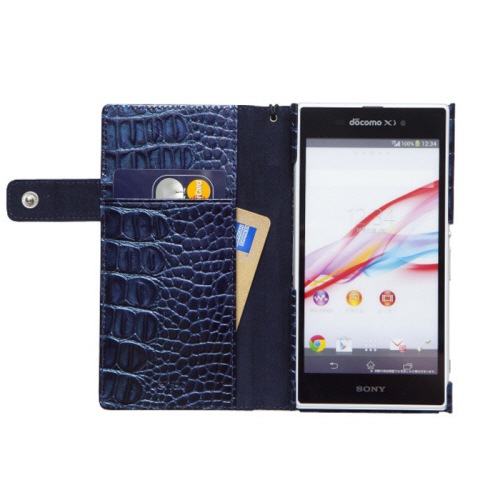 docomo au 【Xperia Z1】ZENUS Prestige Prima Croco Diary （プレステージ プリマクロコダイアリー ） ストラップ付 スナップボタン 牛革