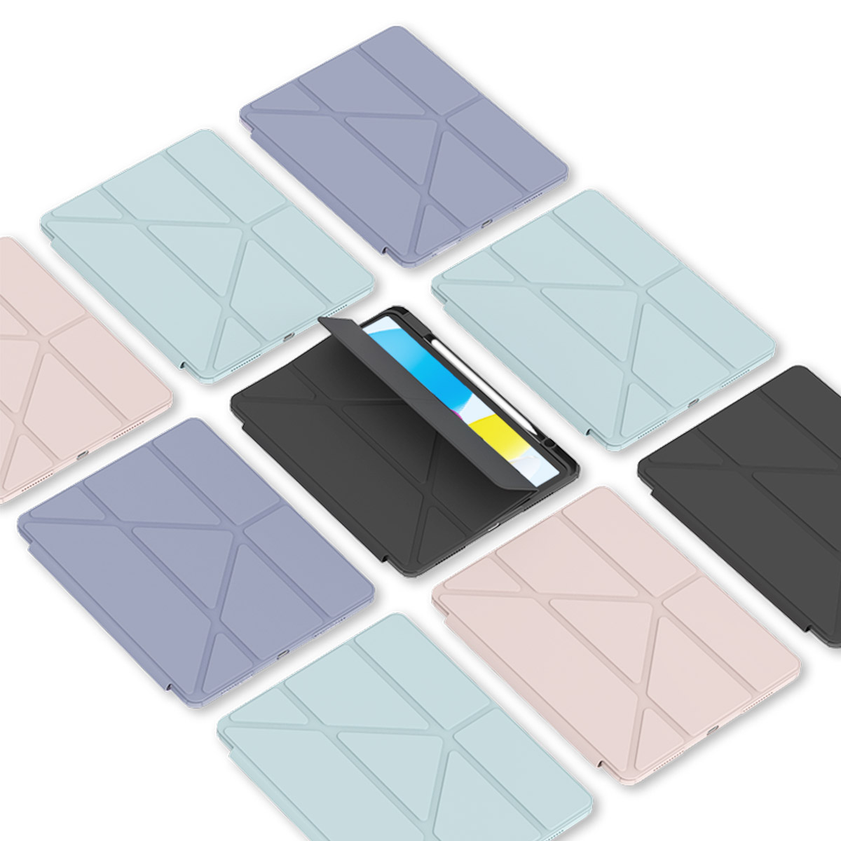 TF7 4Way クリア Yカバー for iPad 10.9 （第10世代） ケース カバー ペンホルダー付き 三つ折り Y字
