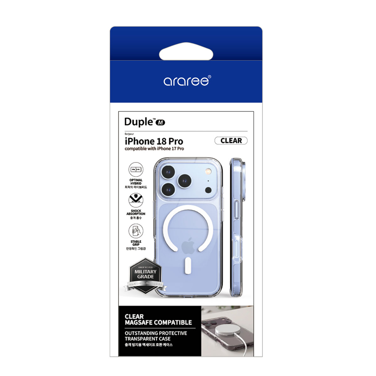 [ iPhone 18 Pro / iPhone 18 Pro Max 用] MagSafe対応 DUPLE M クリアケース 米軍MIL規格準拠 透明カバー ＜予約受付中＞