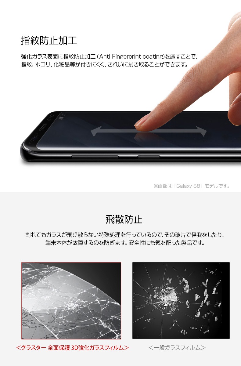 Galaxy S9 Galaxy S8 3D 強化ガラスフィルム GLASTAR(グラスター）ギャラクシー エス エイト 液晶保護 SC-02K SCV38 SC-02J SCV36 全画面保護 0.33mm