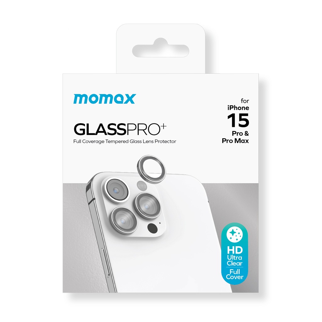 momax [ iPhone 15 / 15 Pro / 15 Pro Max / 15 Plus 用] GlassPro+ カメラ専用強化ガラスフィルム ブラック シルバー 保護フィルム