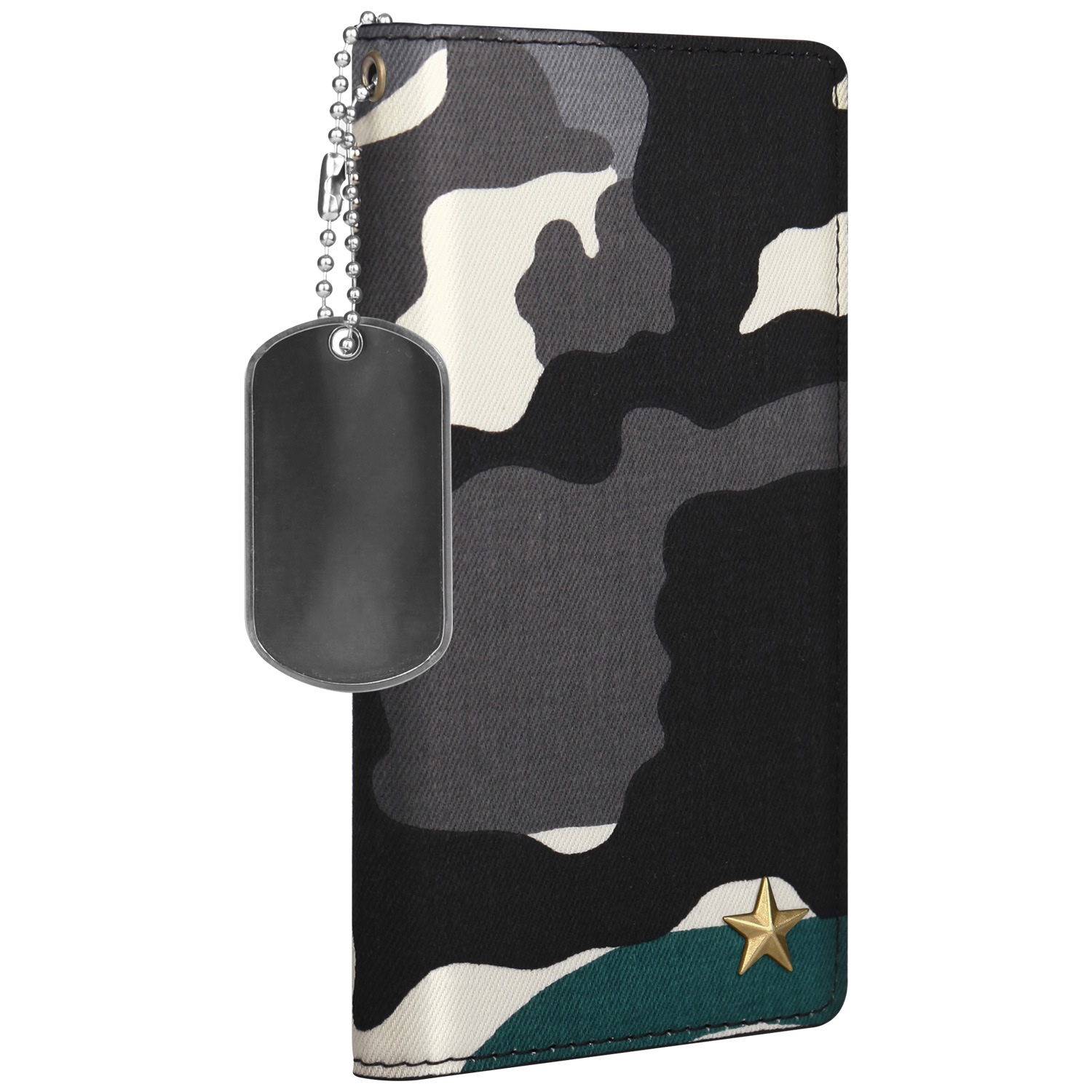 iPhone SE 第2世代 se2 ケース iPhone XS/X/8/7 ケース 手帳型 HANSMARE CAMO CASE（ハンスマレ カモケース）アイフォン カバー スタンド機能付き カモフラ柄 ドッグタグ スタッズ