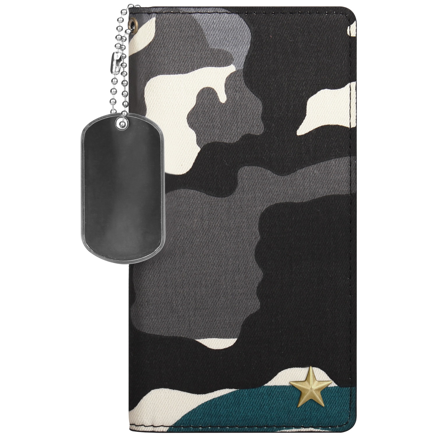 iPhone SE 第2世代 se2 ケース iPhone XS/X/8/7 ケース 手帳型 HANSMARE CAMO CASE（ハンスマレ カモケース）アイフォン カバー スタンド機能付き カモフラ柄 ドッグタグ スタッズ