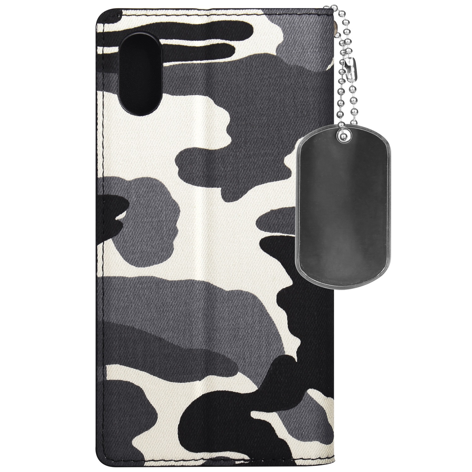 iPhone SE 第2世代 se2 ケース iPhone XS/X/8/7 ケース 手帳型 HANSMARE CAMO CASE（ハンスマレ カモケース）アイフォン カバー スタンド機能付き カモフラ柄 ドッグタグ スタッズ