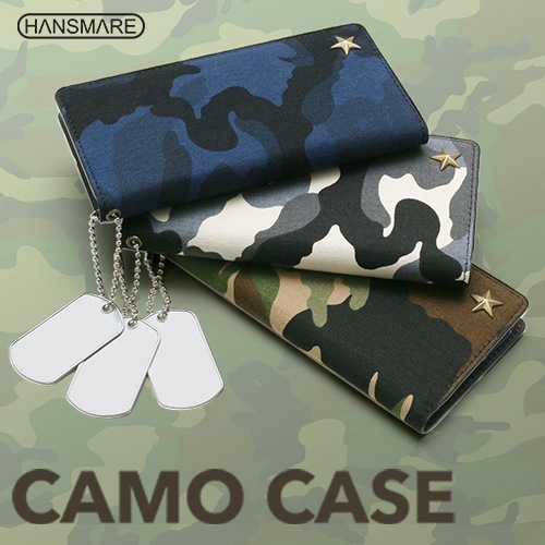 iPhone SE 第2世代 se2 ケース iPhone XS/X/8/7 ケース 手帳型 HANSMARE CAMO CASE（ハンスマレ カモケース）アイフォン カバー スタンド機能付き カモフラ柄 ドッグタグ スタッズ