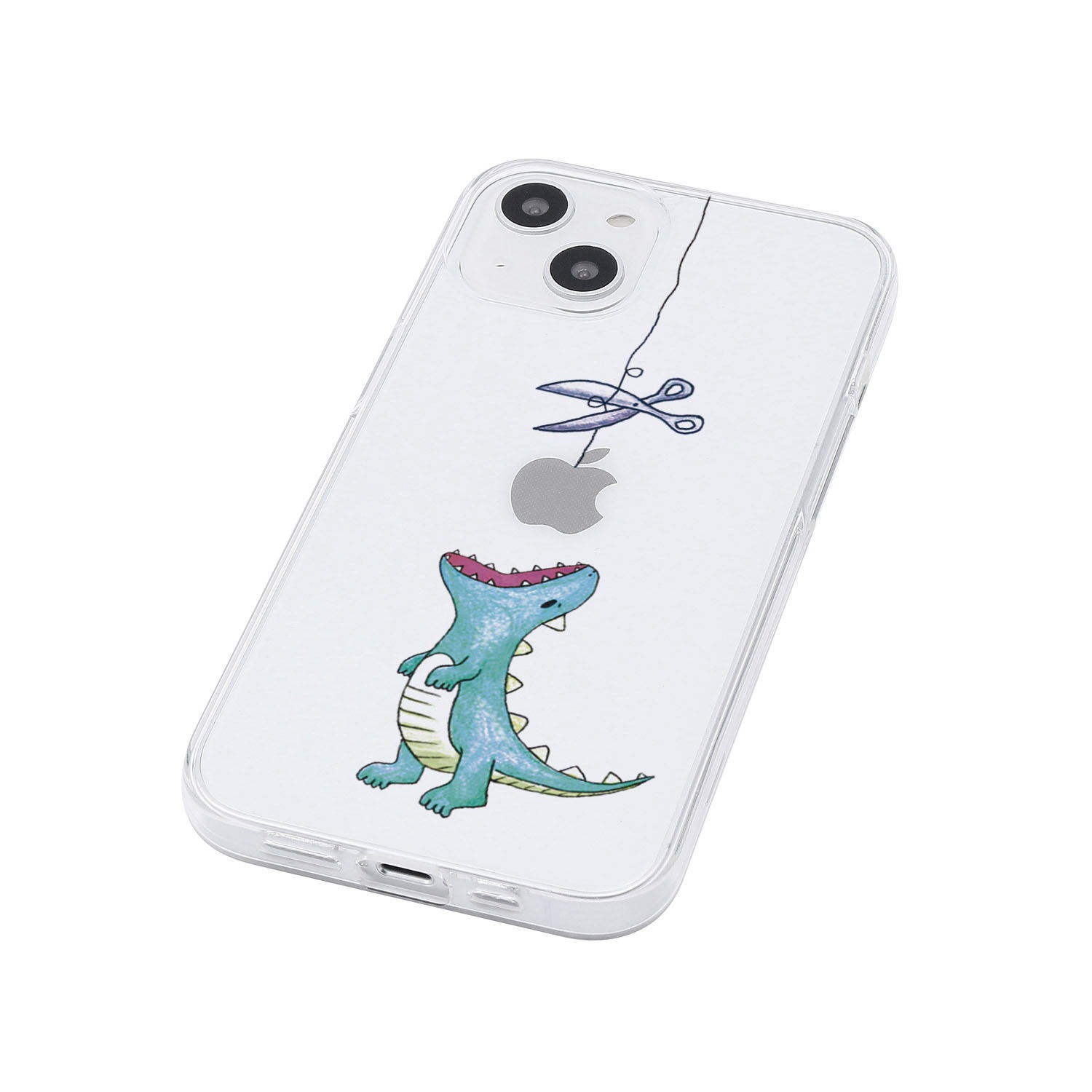 [ iPhone 17 / iPhone Air / 17 Pro / 17 Pro Max 用] ソフト クリアケース はらぺこザウルス 恐竜 透明カバー for iPhone 17 / 16 / 15 / 14 シリーズ