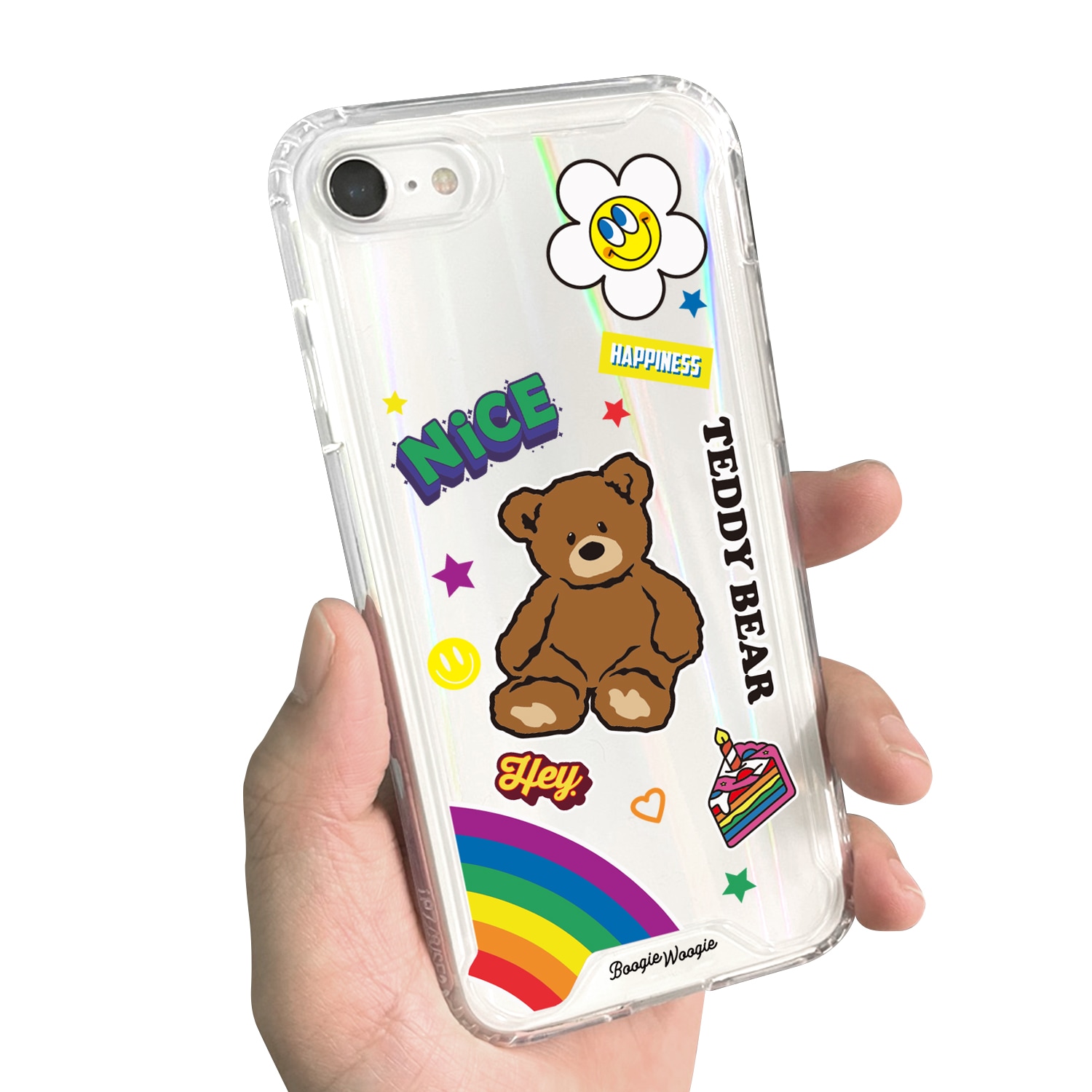 iPhone SE3 ケース バックカバー BOOGIE WOOGIE オーロラケース Teddy Bear【iPhone 13 / 13 Pro / 13 mini / iPhone SE (第3/2世代)、、iPhone 8 / 7 】 