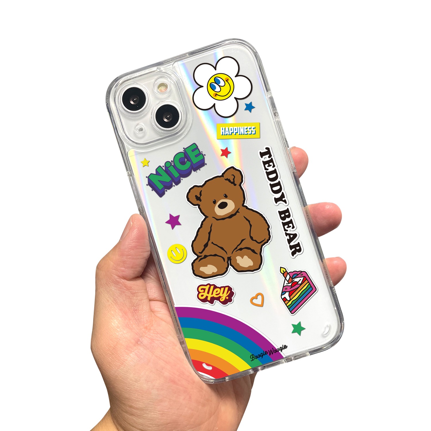 iPhone SE3 ケース バックカバー BOOGIE WOOGIE オーロラケース Teddy Bear【iPhone 13 / 13 Pro / 13 mini / iPhone SE (第3/2世代)、、iPhone 8 / 7 】 