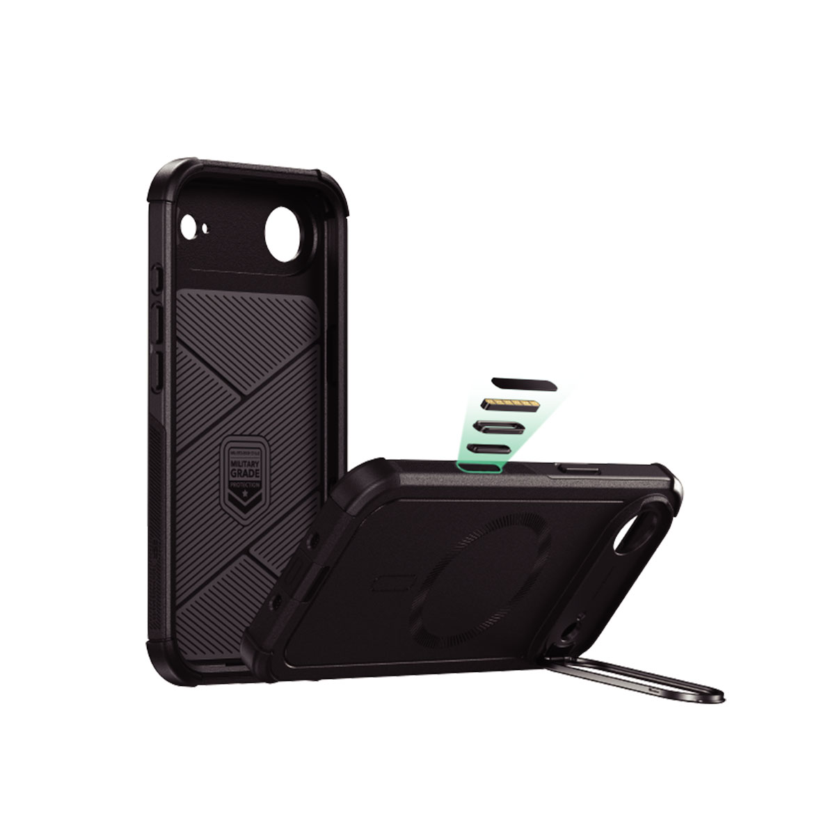 [ iPhone 17 / iPhone Air / 17 Pro / 17 Pro Max 用] Cyber Armor スタンド付き 耐衝撃ケース MagSafe対応 ハイブリッドカバー for iPhone 16 / 16 Pro / 16 Pro Max