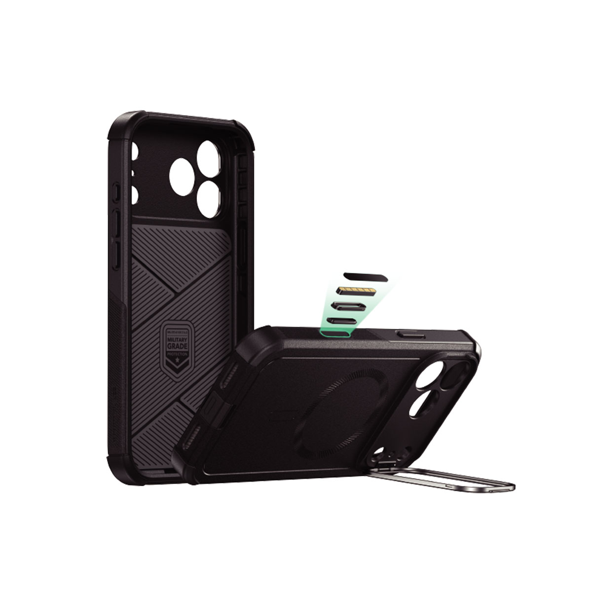 [ iPhone 17 / iPhone Air / 17 Pro / 17 Pro Max 用] Cyber Armor スタンド付き 耐衝撃ケース MagSafe対応 ハイブリッドカバー for iPhone 16 / 16 Pro / 16 Pro Max