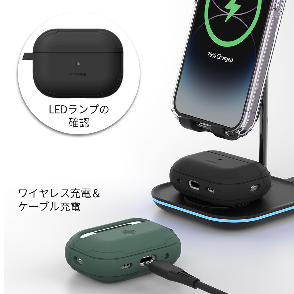 araree AirPods Pro (第2世代/第1世代）ケース DUPLE ハイブリッドケース  [カラビナ付き]