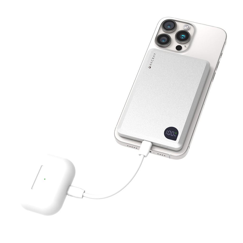 AirSlim Qi2対応 モバイルバッテリー マグネットワイヤレスバッテリー [MagSafe対応 モバイルバッテリー] for iPhone、AirPods、Apple Watch、iPadなど