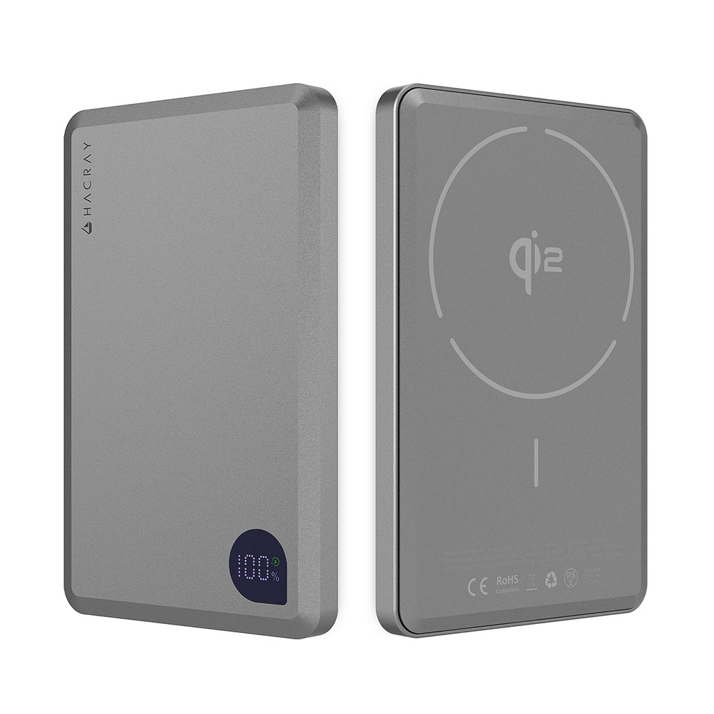 AirSlim Qi2対応 モバイルバッテリー マグネットワイヤレスバッテリー [MagSafe対応 モバイルバッテリー] for iPhone、AirPods、Apple Watch、iPadなど