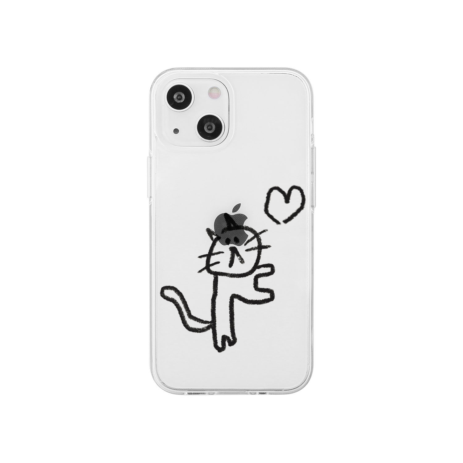 AKAN [ iPhone 14 / 14 Plus / 14 Pro / 14 Pro Max ] ソフトクリアケース ネコ イヌ ハート