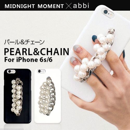 iPhone6s/6 ケース パール＆チェーン カバーmidnight moment ｘ abbi （ミッドナイトモーメント アビィ）アイフォン