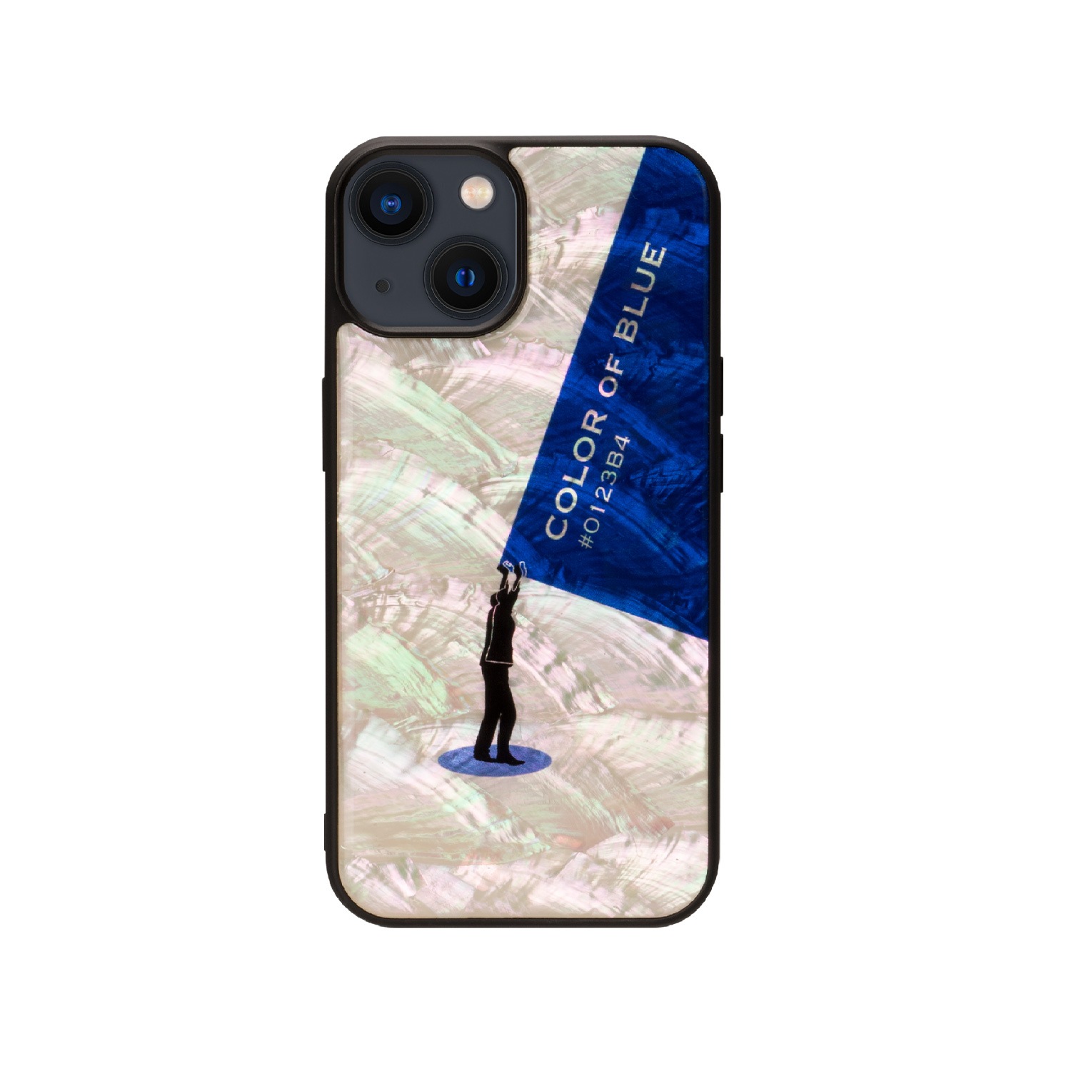 ikins 天然貝ケース [ iPhone 14 / 14 Pro ] color of Blue Yellow パール
