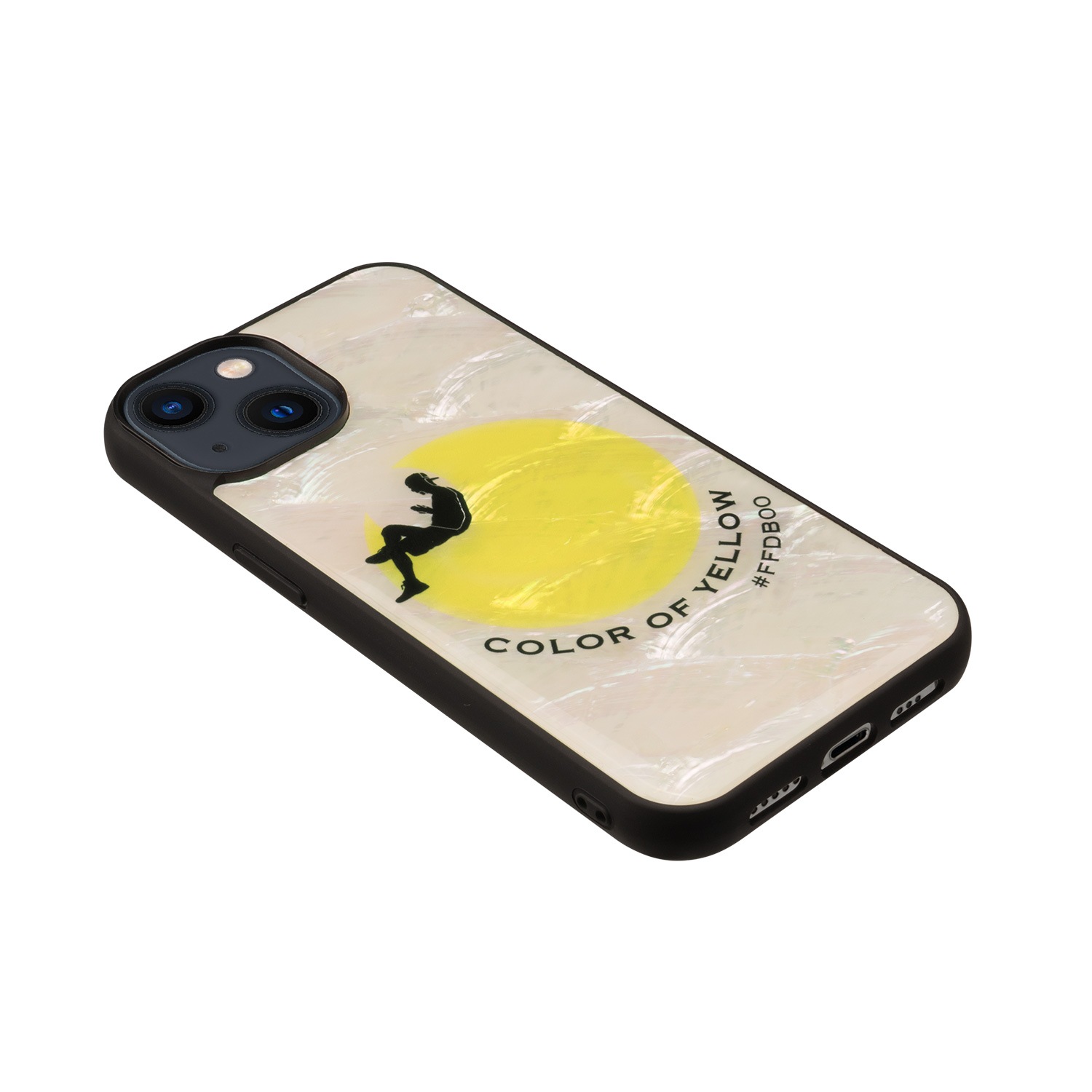 ikins 天然貝ケース [ iPhone 14 / 14 Pro ] color of Blue Yellow パール