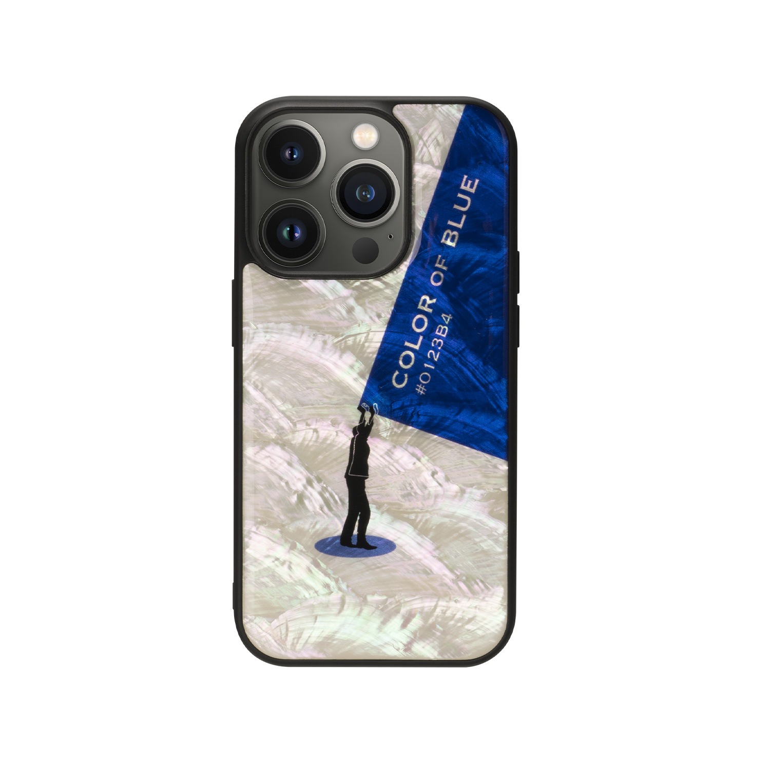 ikins 天然貝ケース [ iPhone 14 / 14 Pro ] color of Blue Yellow パール