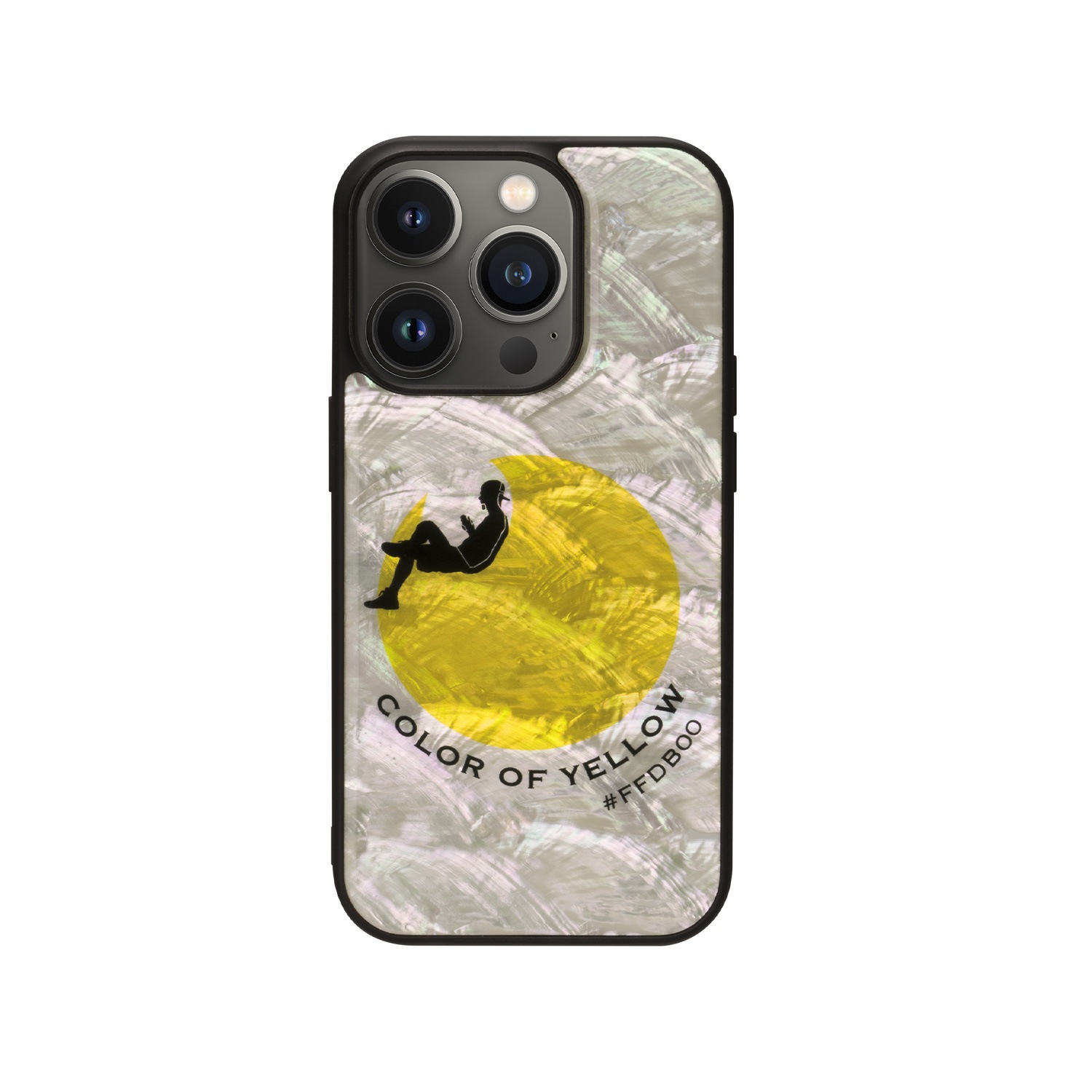 ikins 天然貝ケース [ iPhone 14 / 14 Pro ] color of Blue Yellow パール