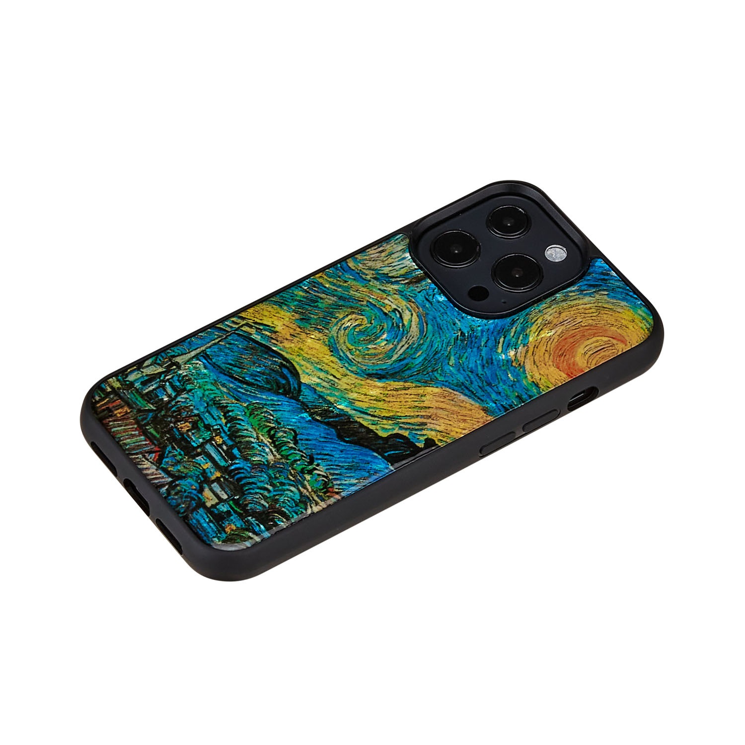 iPhone 13 Pro ケース 天然貝 バックカバー ikins 名画シリーズ 【 ゴッホ 】 背面カバー型 アイフォンケース