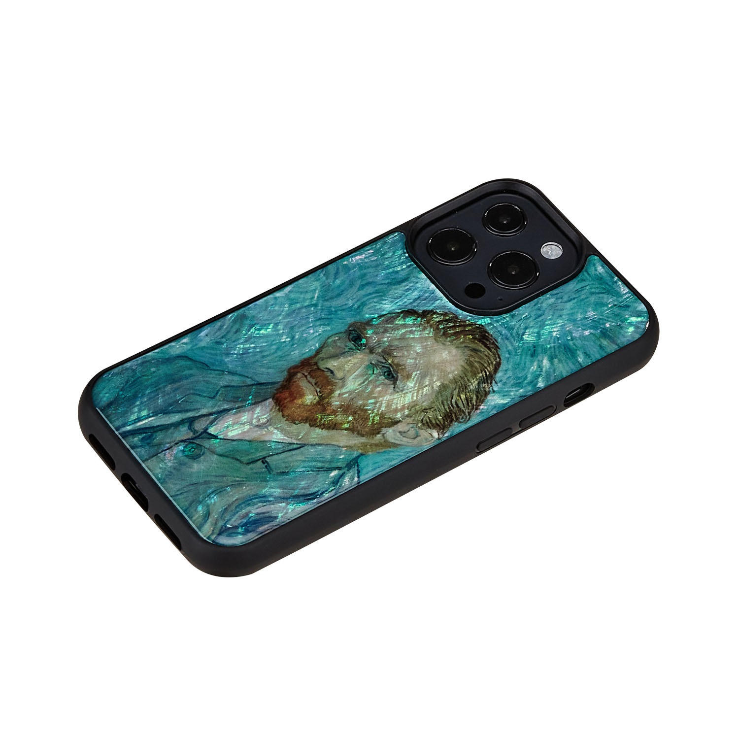 iPhone 13 Pro ケース 天然貝 バックカバー ikins 名画シリーズ 【 ゴッホ 】 背面カバー型 アイフォンケース