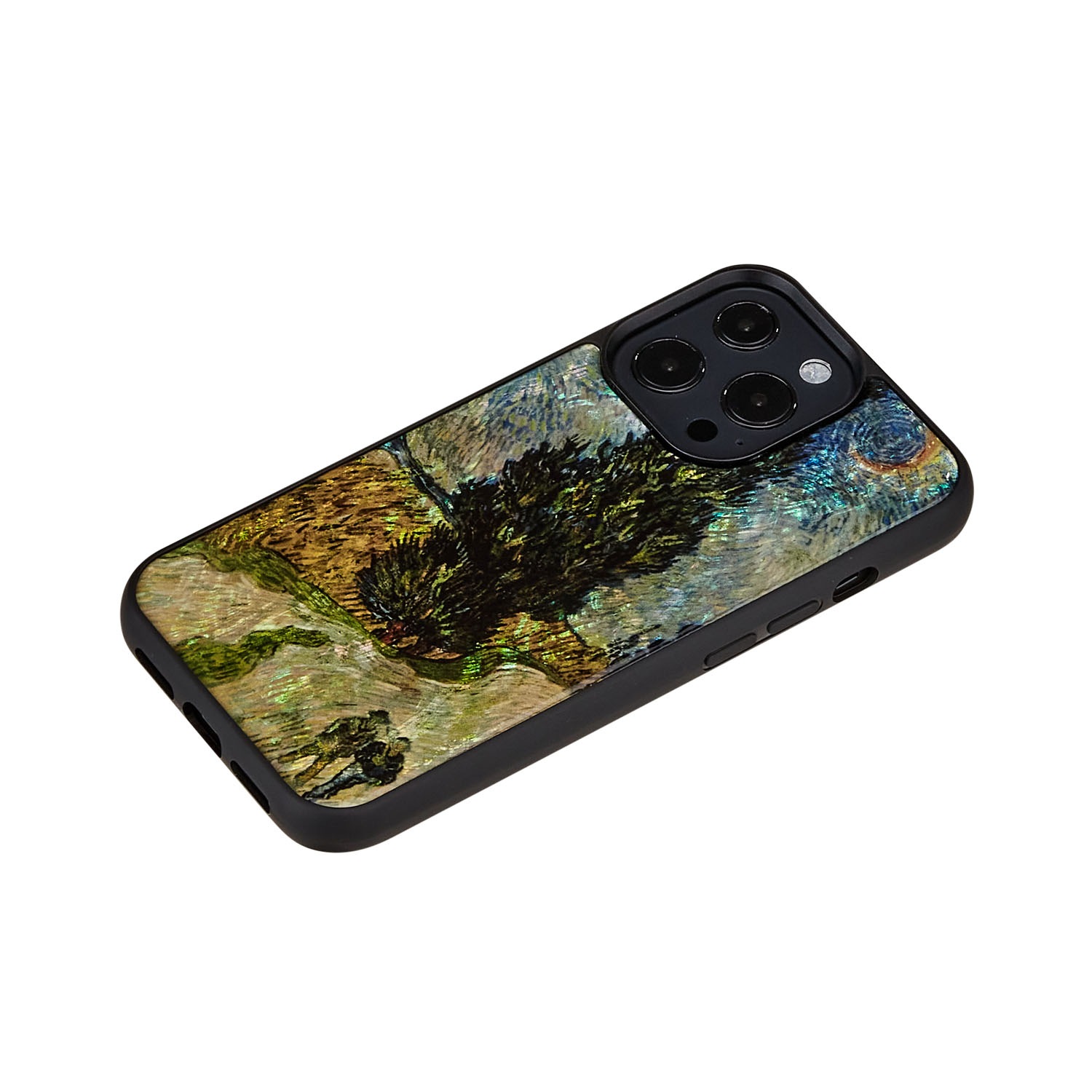 iPhone 13 Pro ケース 天然貝 バックカバー ikins 名画シリーズ 【 ゴッホ 】 背面カバー型 アイフォンケース