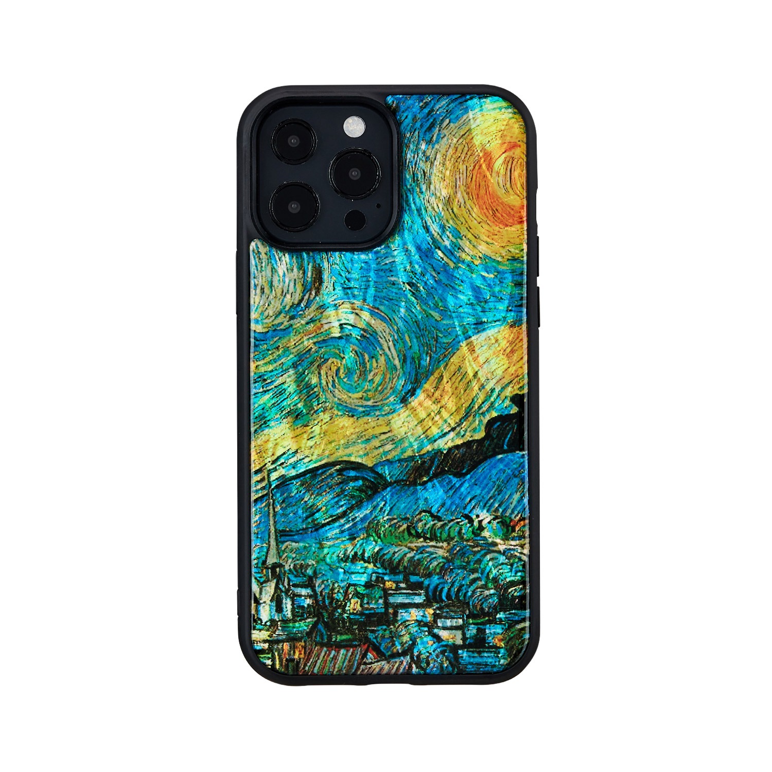 iPhone 13 Pro ケース 天然貝 バックカバー ikins 名画シリーズ 【 ゴッホ 】 背面カバー型 アイフォンケース