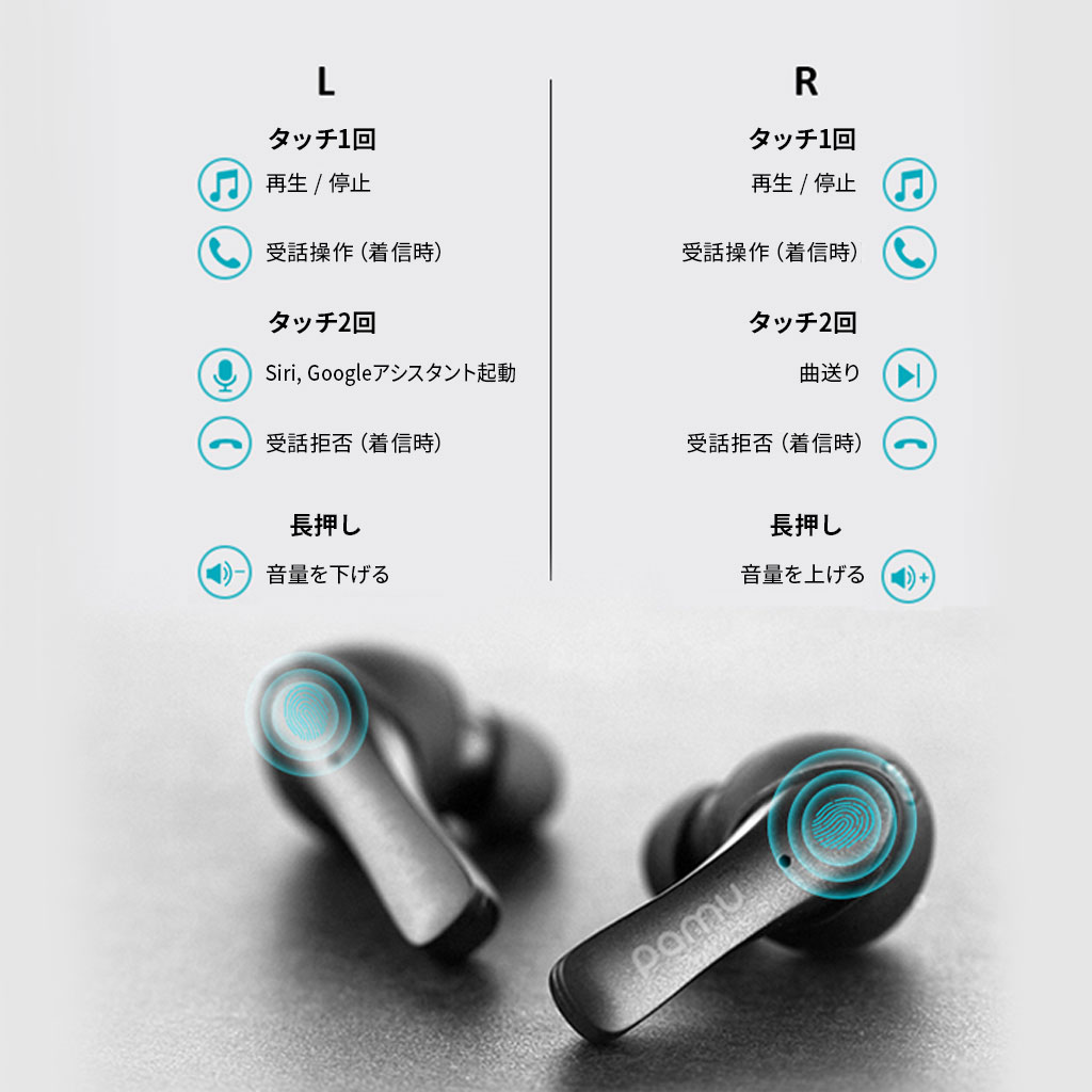 Padmate Pamu Mini 完全ワイヤレスイヤホン【Qualcomm QCC3020搭載/10時間再生/IPX6】