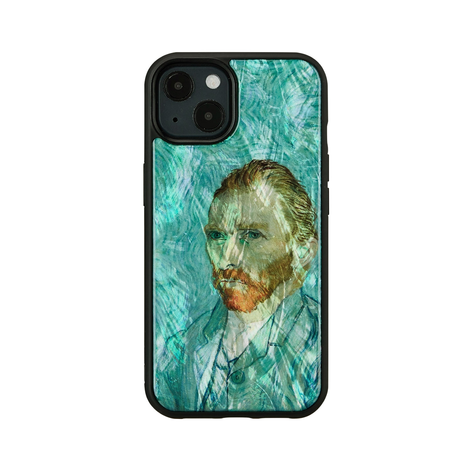 iPhone 13 ケース 天然貝 バックカバー ikins 名画シリーズ  【 ゴッホ 】 背面カバー型 アイフォンケース