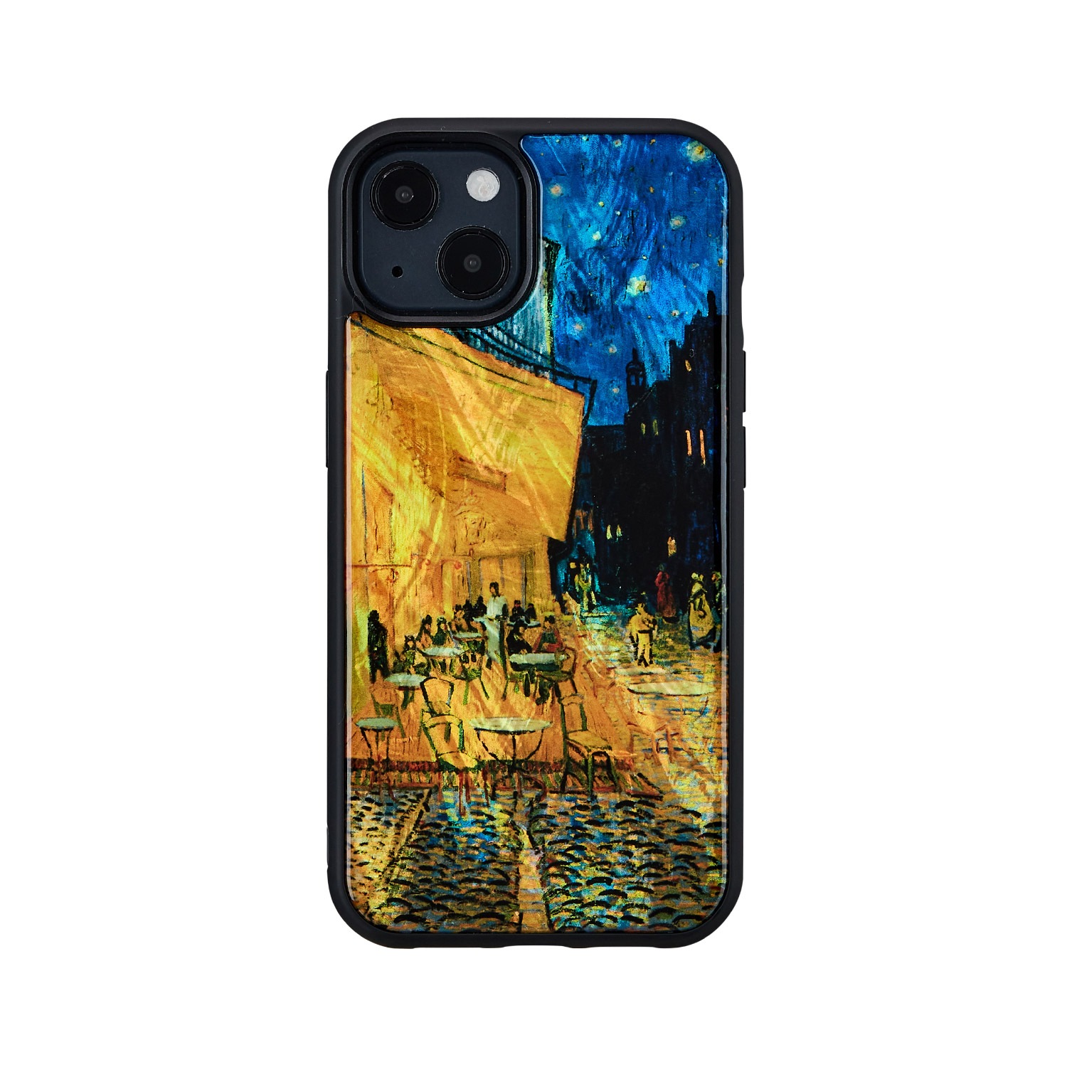 iPhone 13 ケース 天然貝 バックカバー ikins 名画シリーズ  【 ゴッホ 】 背面カバー型 アイフォンケース