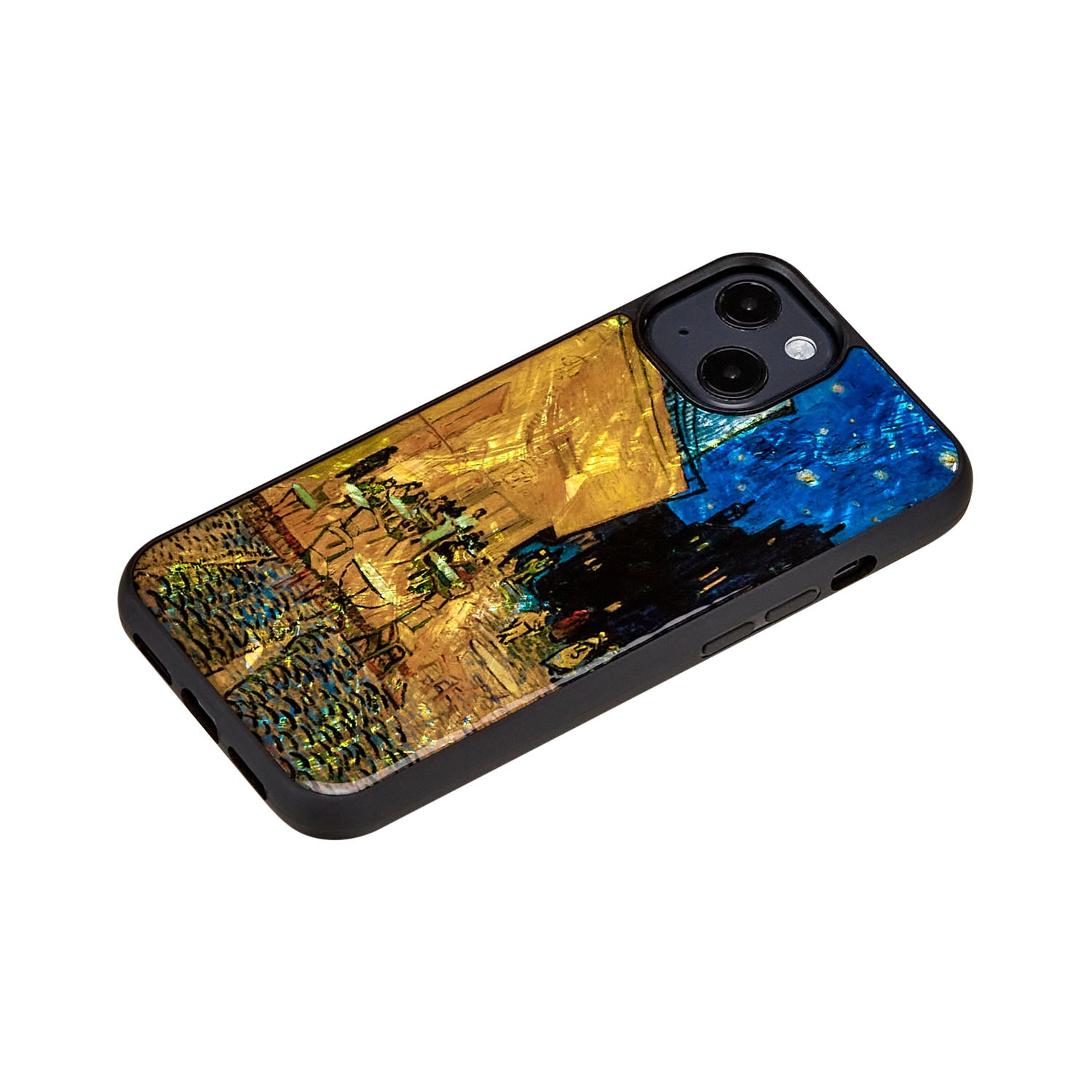 iPhone 13 ケース 天然貝 バックカバー ikins 名画シリーズ  【 ゴッホ 】 背面カバー型 アイフォンケース