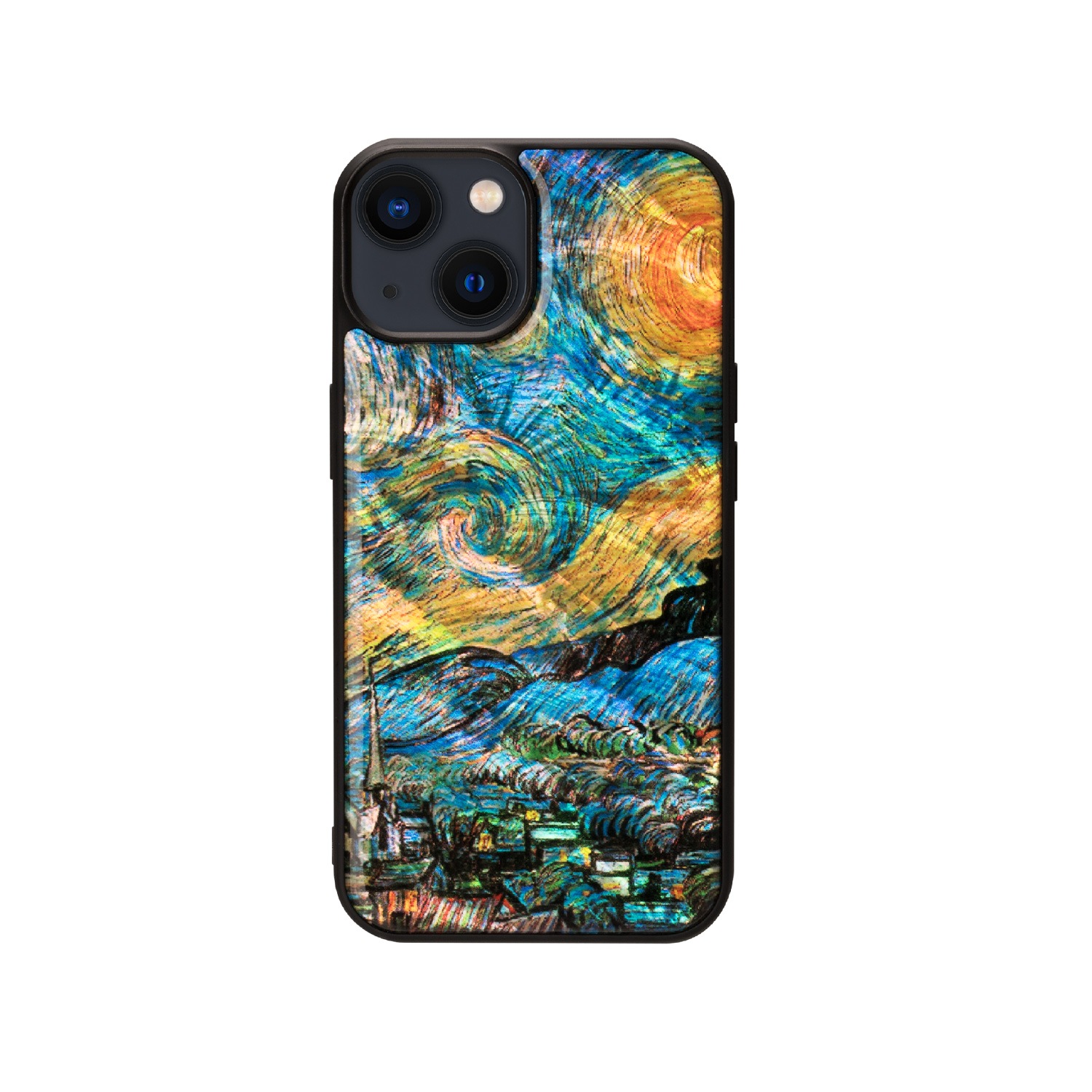 ikins 天然貝ケース [ iPhone 14 / 14 Pro ] 名画シリーズ ゴッホ パール